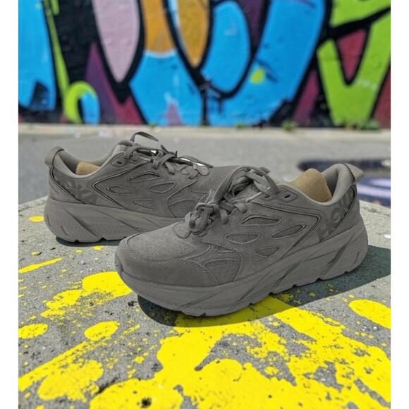 Hoka One One Other - Hoka One One U Clifton L Suede- Limestone/Grey- Men's 8/Women's 9